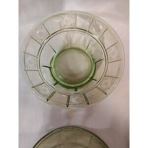 Antique Depression Era Jeanette Vaseline Glass Doric Pattern Berry Bowl